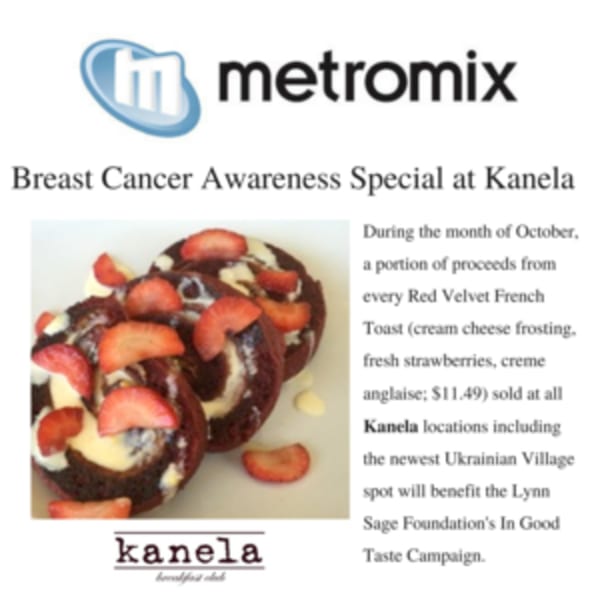 Kanela Breakfast Club's Red Velvet French Toast with cream cheese frosting and fresh strawberries.