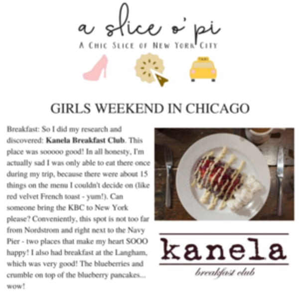A plate of Kanela Breakfast Club's red velvet French toast with white chocolate drizzle and whipped cream.